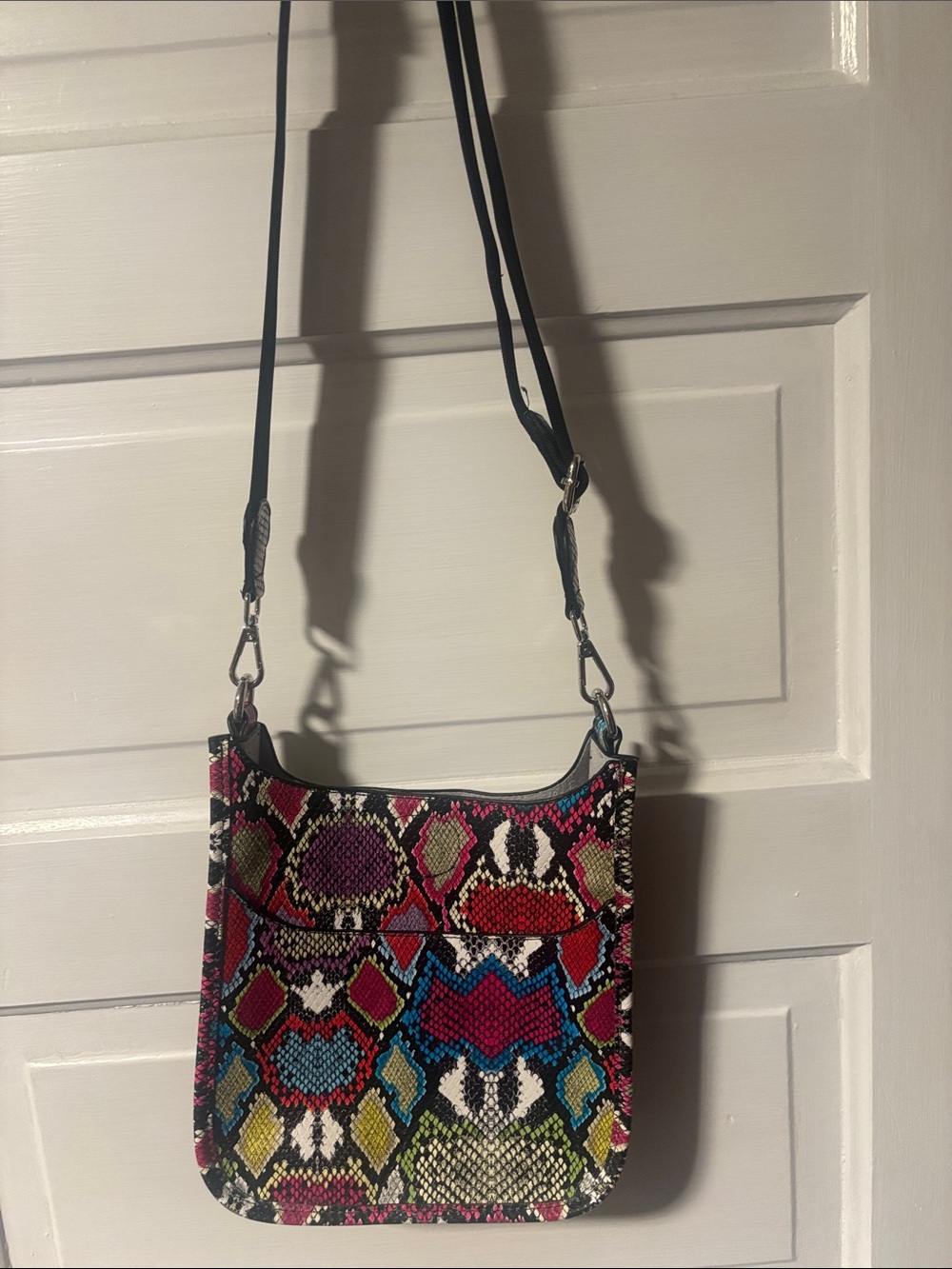 Colorful Snake-Print Crossbody Bag - Multi